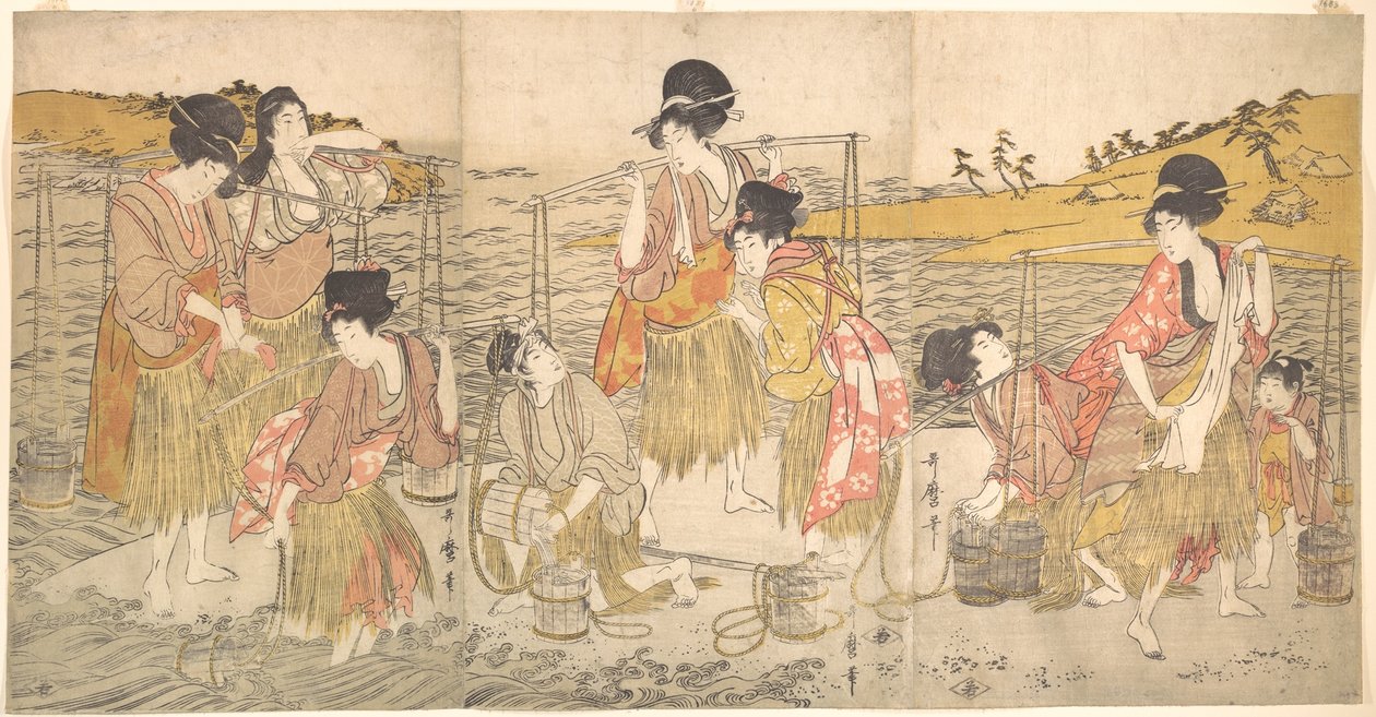 De dans van de strandmeisjes door Kitagawa Utamaro