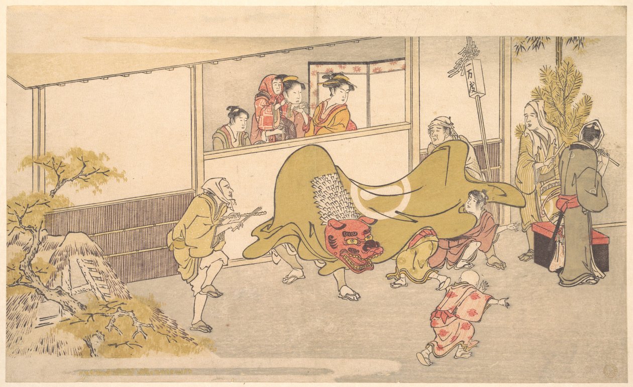 De leeuwendans door Kitagawa Utamaro