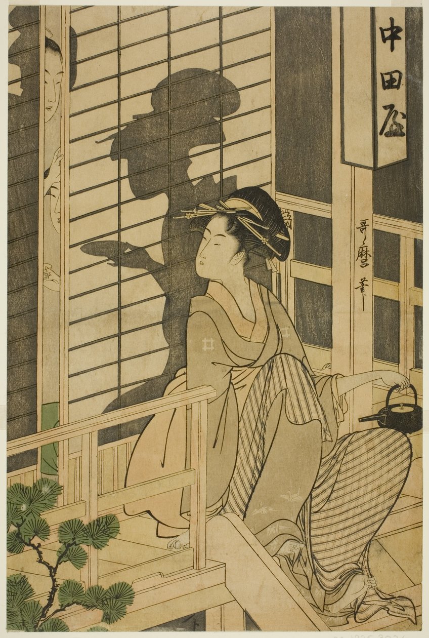 Het Nakadaya theehuis door Kitagawa Utamaro