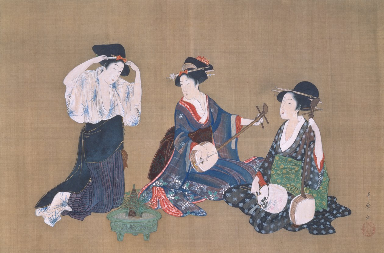 Drie Schoonheden, ca. 1790 door Kitagawa Utamaro