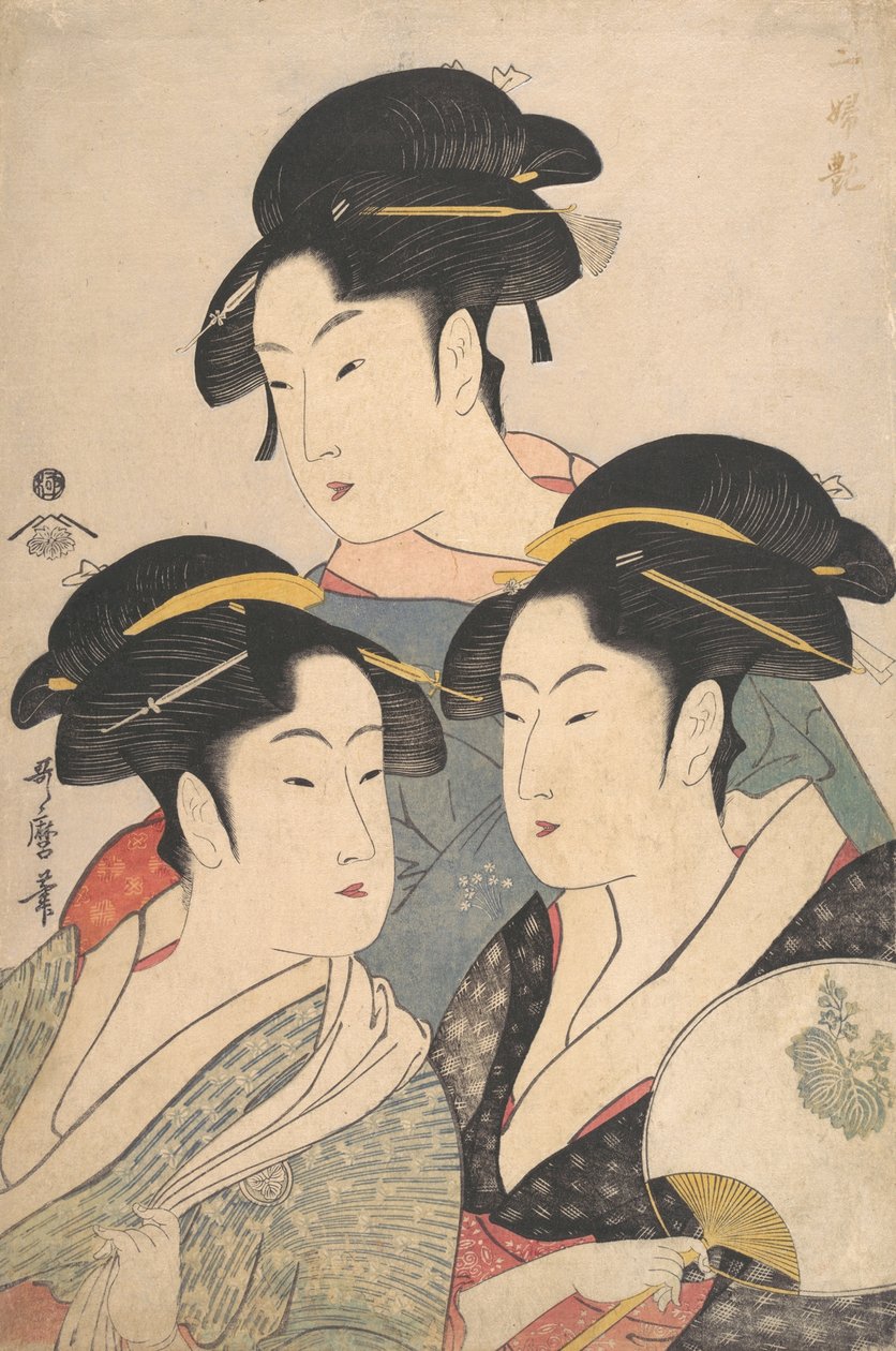 Drie Schoonheden van de Kwansei Periode, ca. 1791 door Kitagawa Utamaro