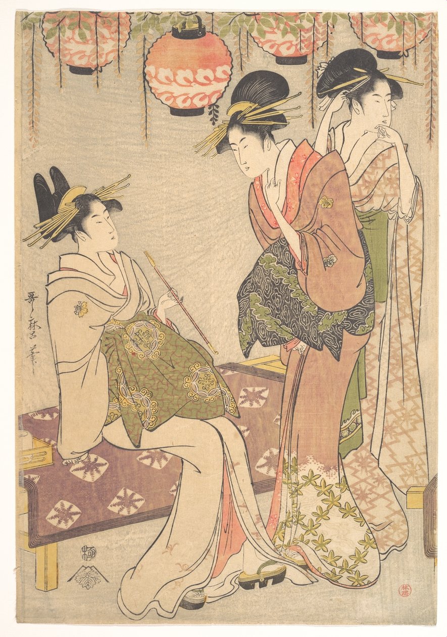 Drie courtisanes door Kitagawa Utamaro
