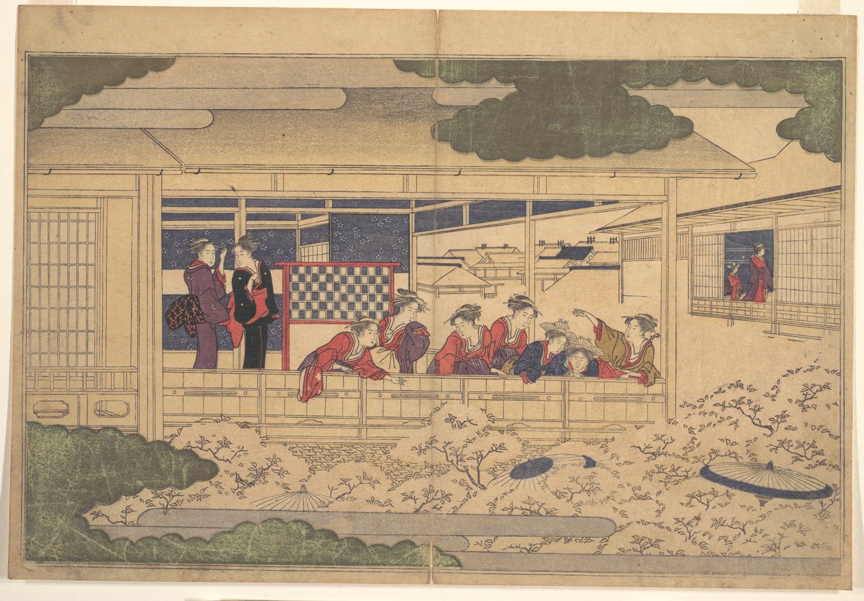 Kersenbloesem bekijken door Kitagawa Utamaro