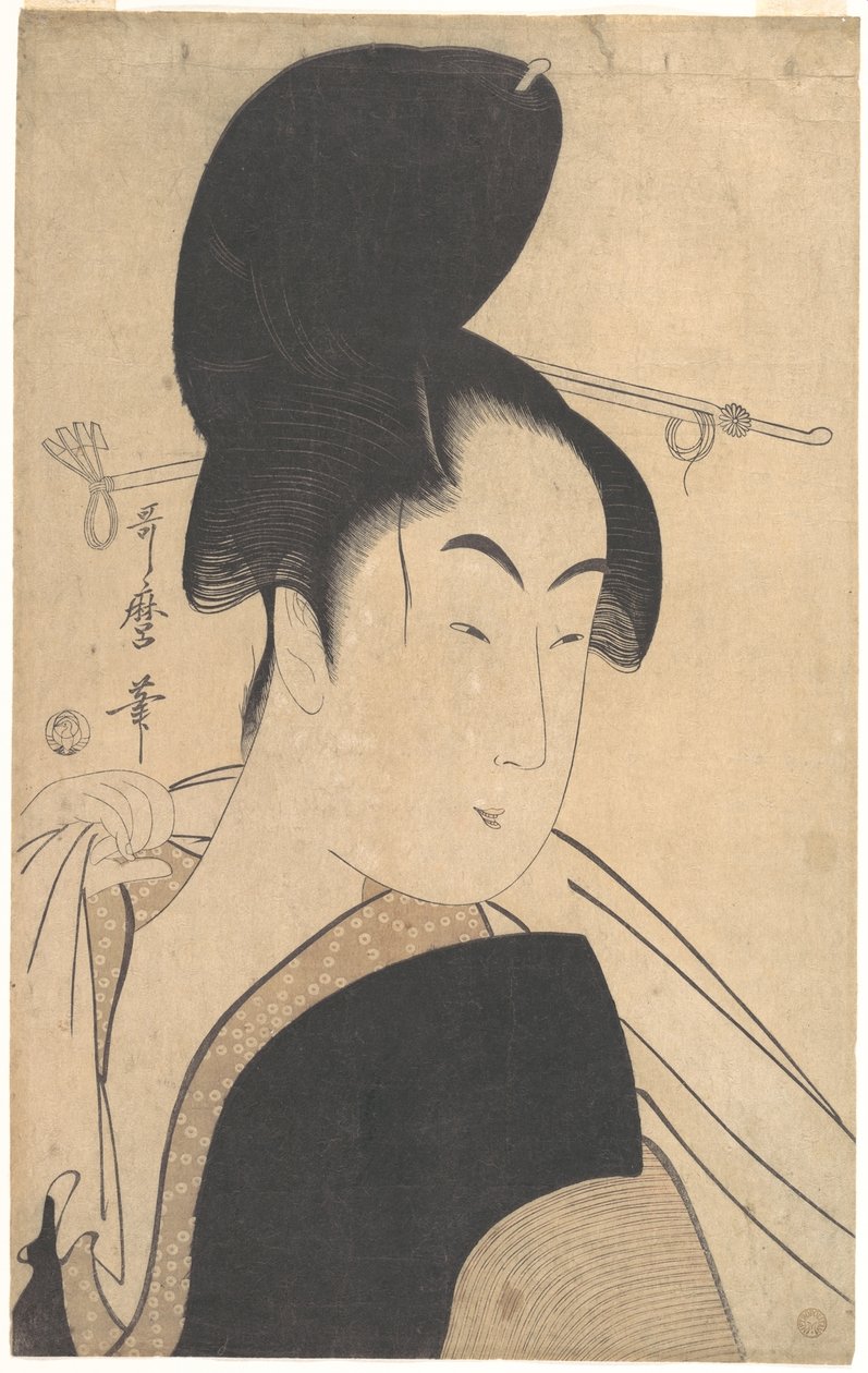 Vrouw na het bad door Kitagawa Utamaro