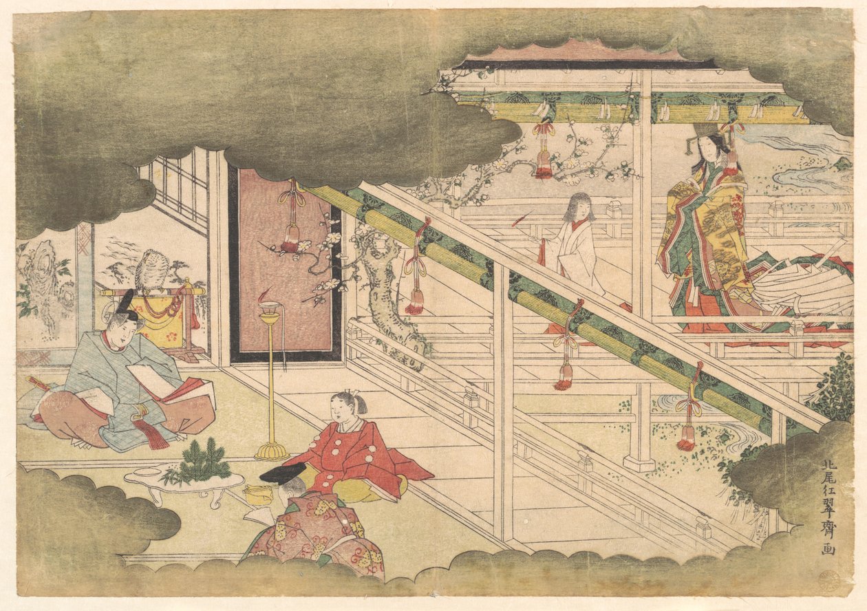 Een voorval uit de Verhalen van Ise (Ise Monogatari) door Kitao Shigemasa
