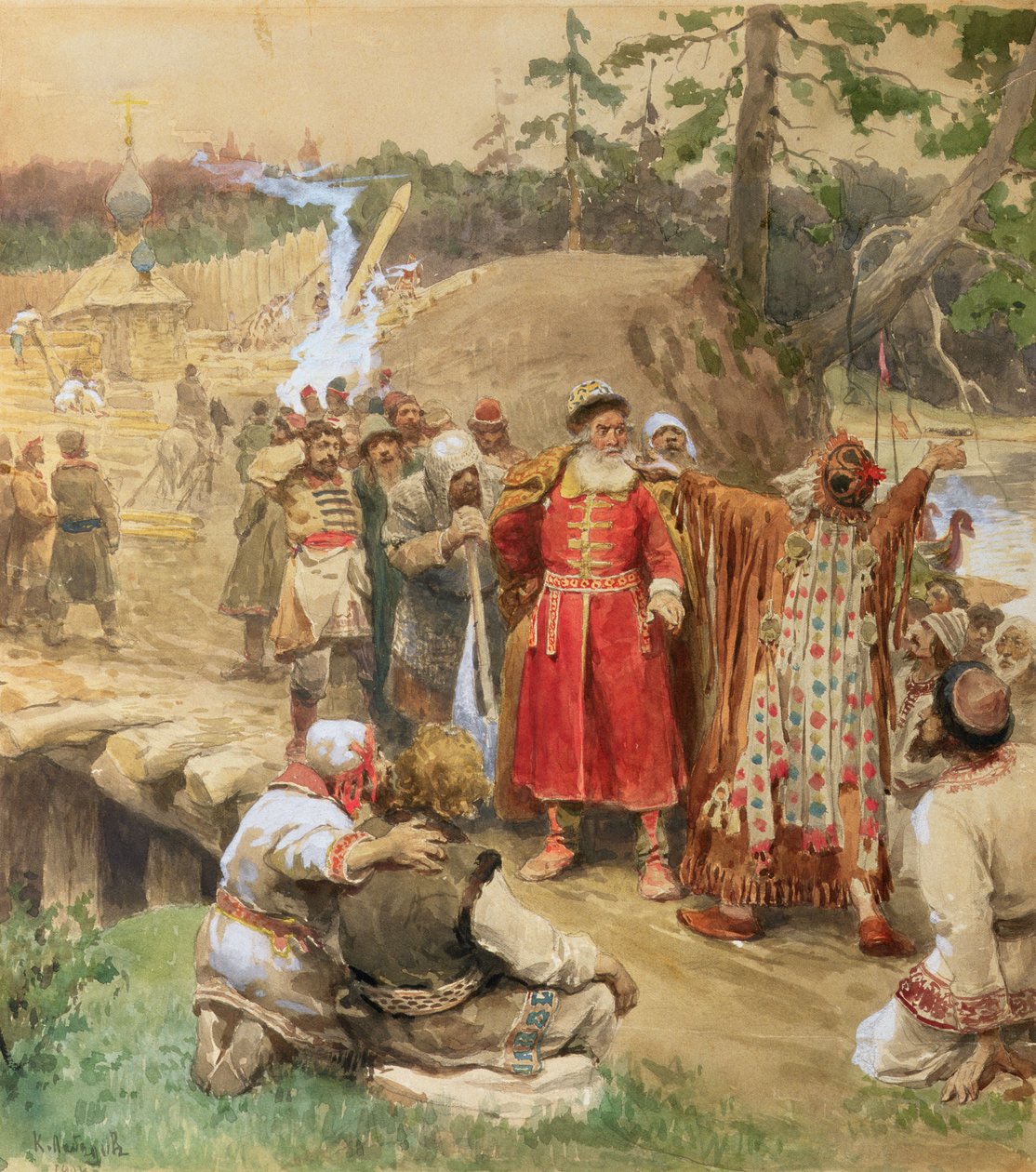 De Verovering van de Nieuwe Gebieden in Rusland, 1904 door Klavdiy Vasilievich Lebedev