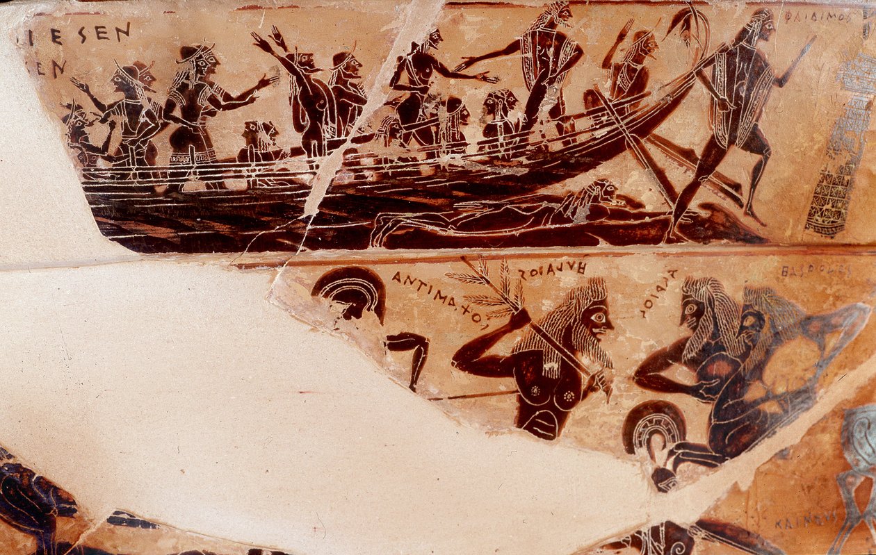 Aankomst van Theseus op Delos, detail van de nek tegenover B bovenregister - 