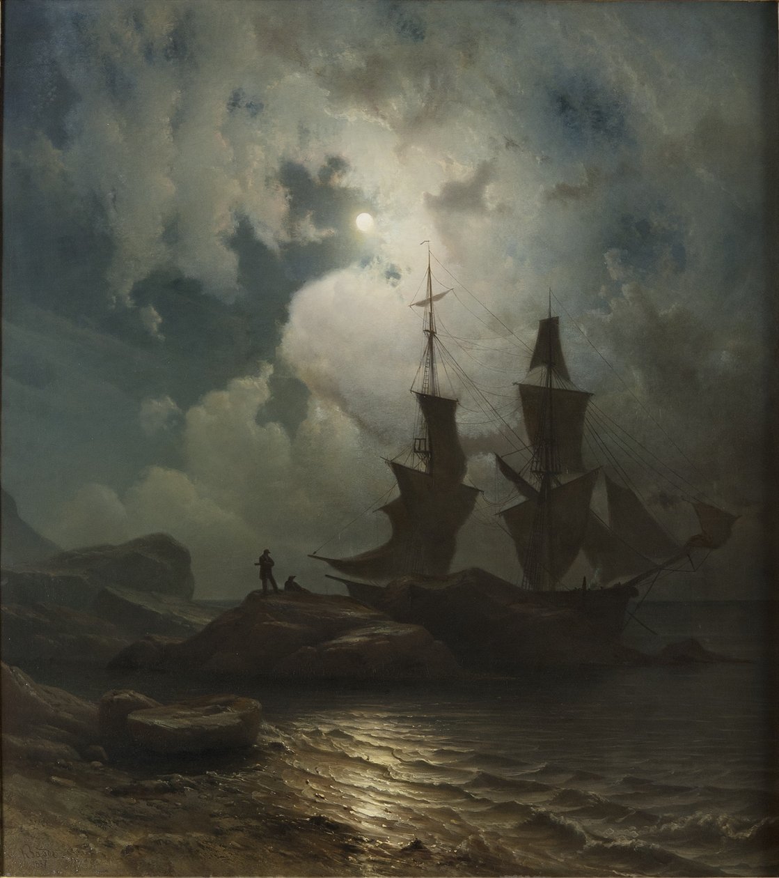 Noors:  Maanlicht aan de kust van Noorwegen Maanlicht aan de kust van Noorwegen door Knud Baade