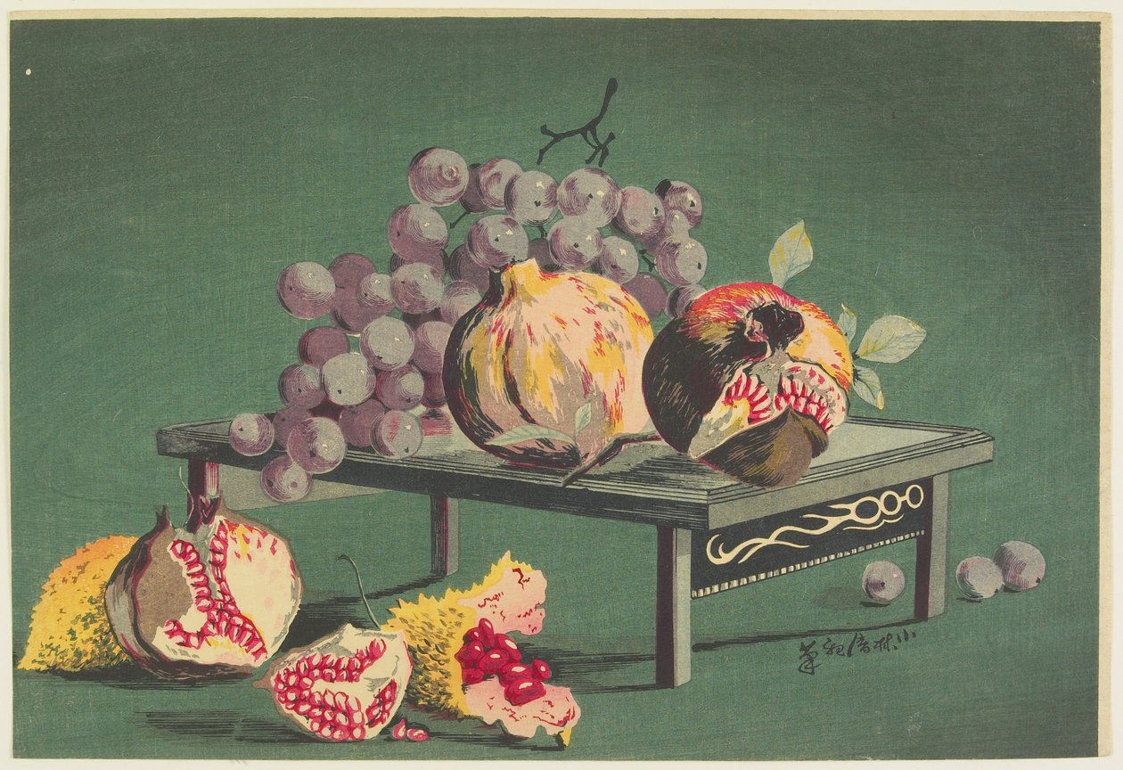 Granaatappels en druiven door Kobayashi Kiyochika