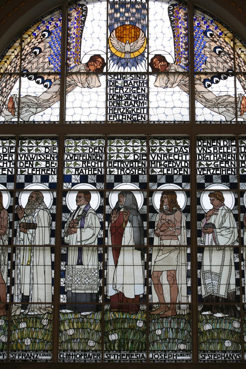 Glas-in-lood van de Am Steinhof kerk, Wenen, Oostenrijk door Koloman Moser
