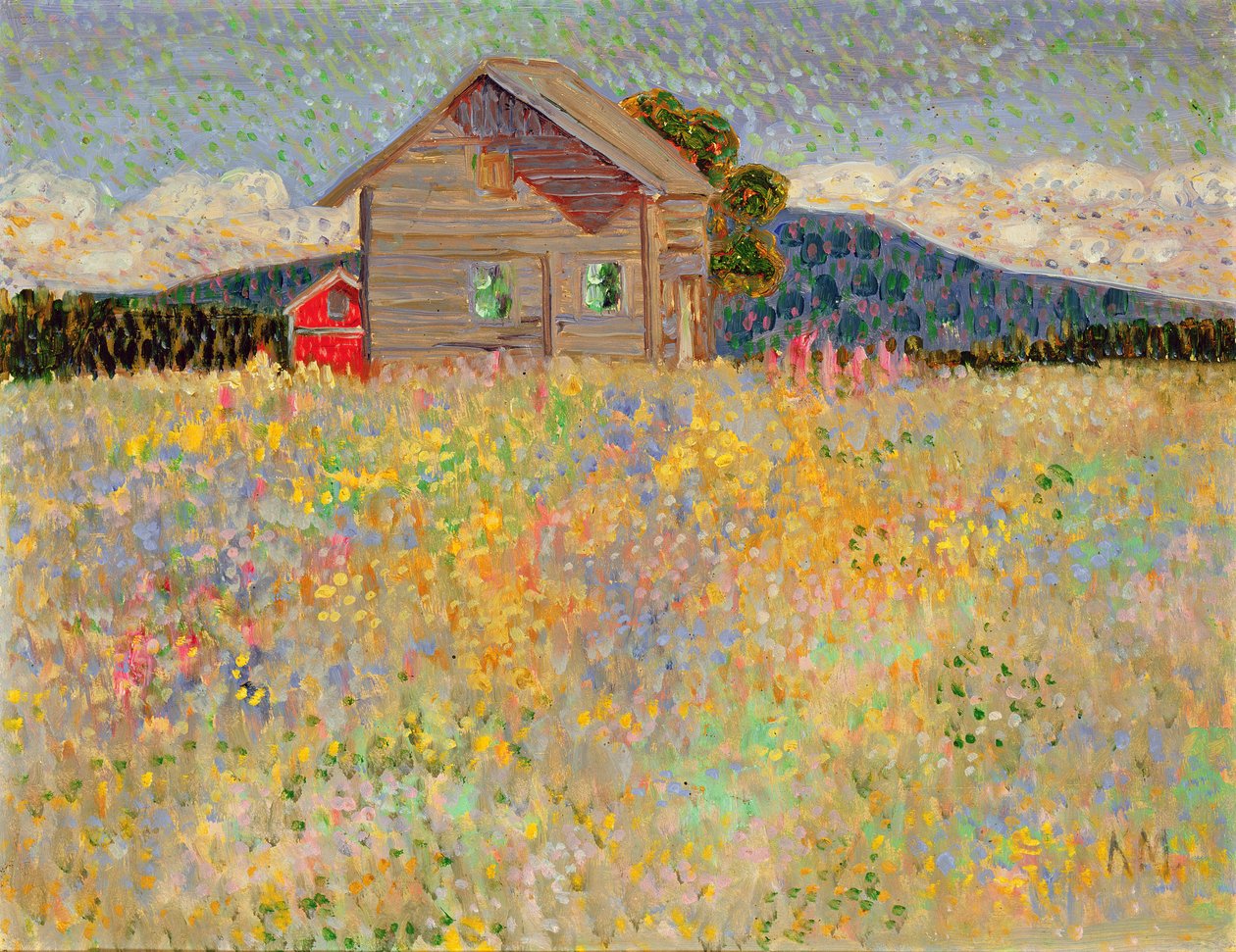 Klein Houten Huis in een Bloeiende Weide, ca. 1909 door Konrad Magi