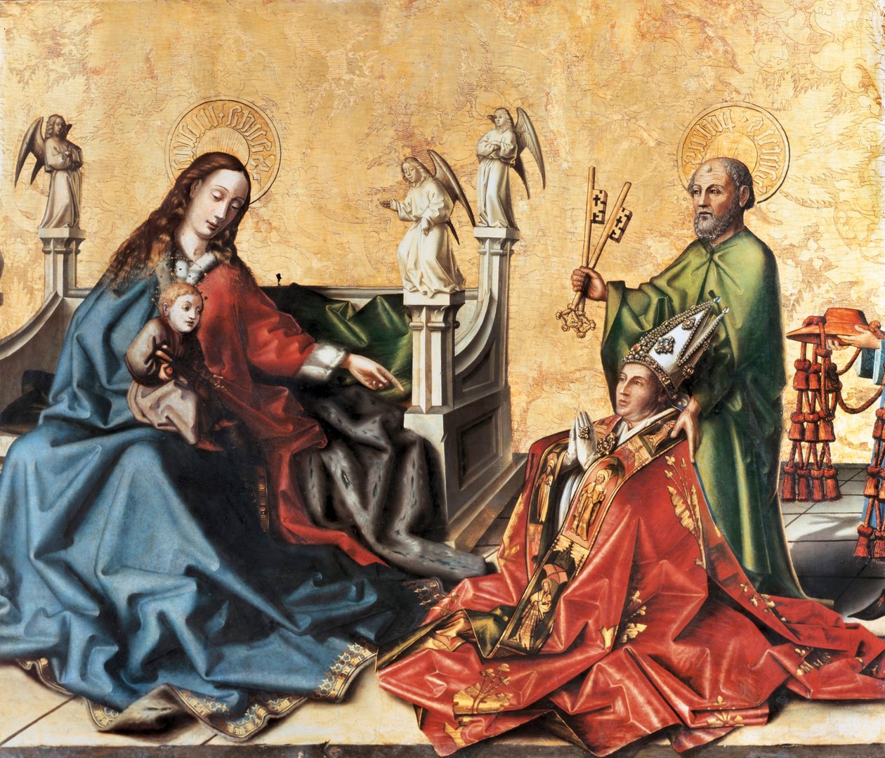 De presentatie van de Kardinaal van Mies aan de Maagd. Schilderij door Konrad Witz, ca. 1444 door Konrad Witz