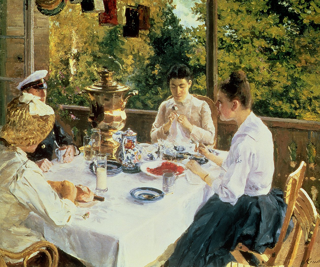 Aan de theetafel door Konstantin Alekseevich Korovin