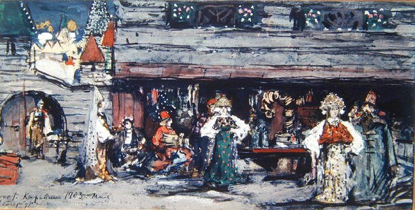 Decorontwerp voor De Goudvis van Minkus, 1903 door Konstantin Alekseevich Korovin