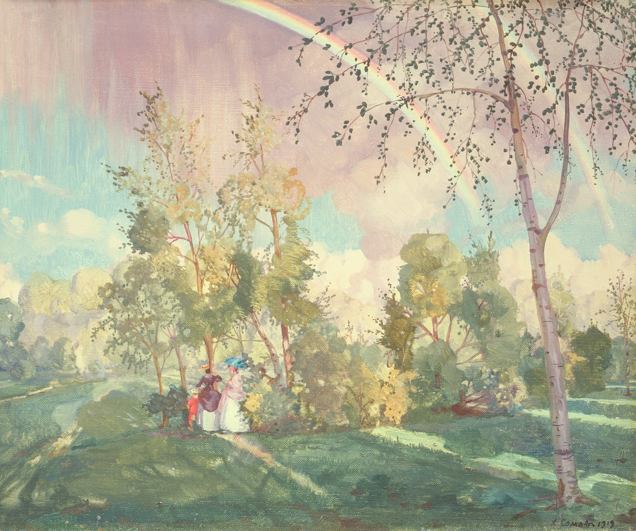 Landschap met een regenboog, 1919 door Konstantin Andreevic Somov