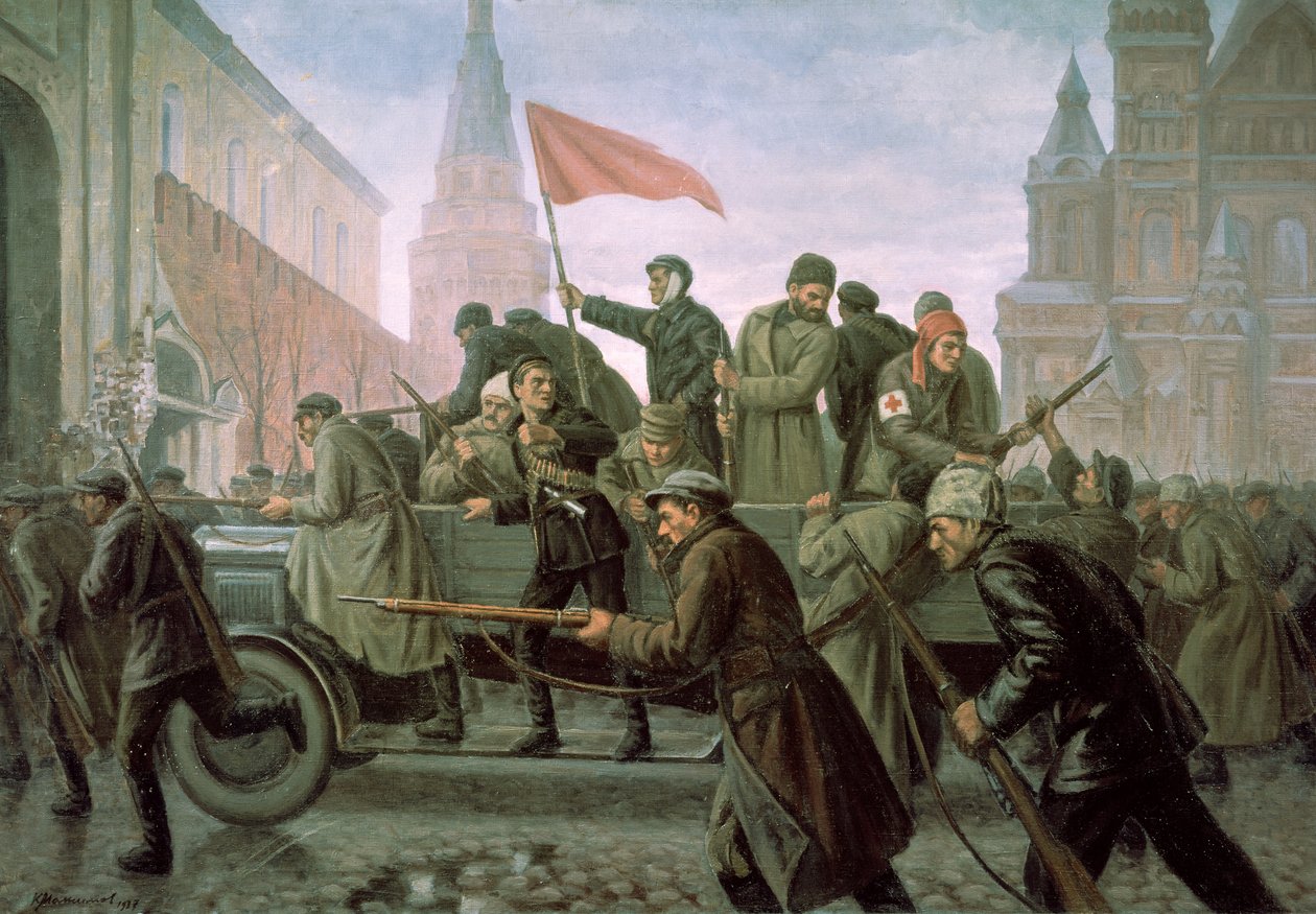 De inname van het Kremlin van Moskou in 1917, 1938 door Konstantin Ivanovich Maximov