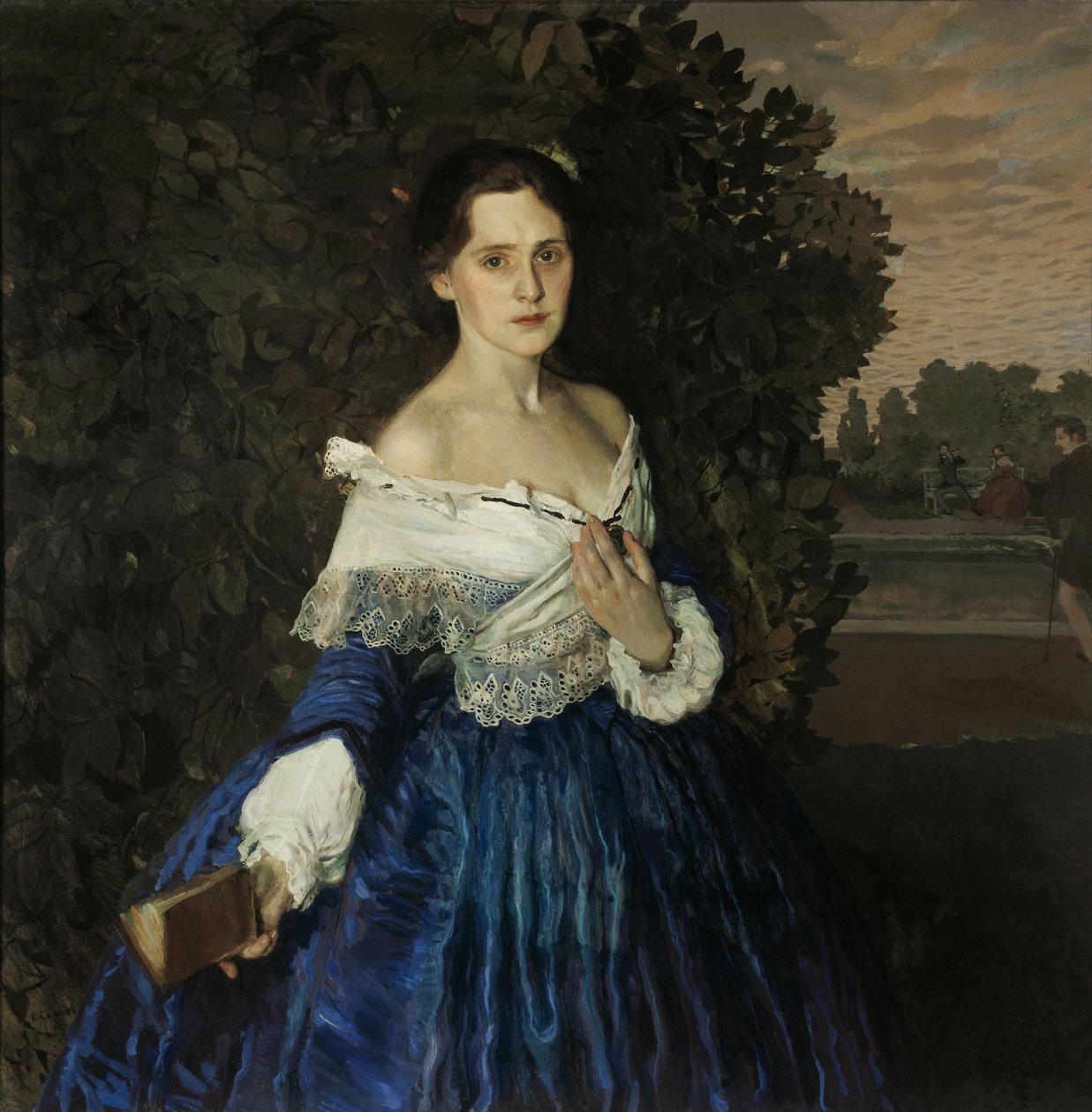 Dame in blauw. Portret van Ye.M. Martynova door Konstantin Andreevic Somov