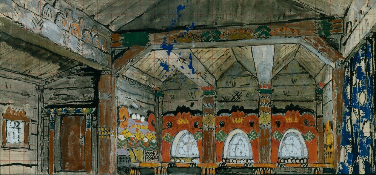 Toneelontwerp voor de opera Prins Igor door A. Borodin, 1914 door Konstantin Alekseevich Korovin