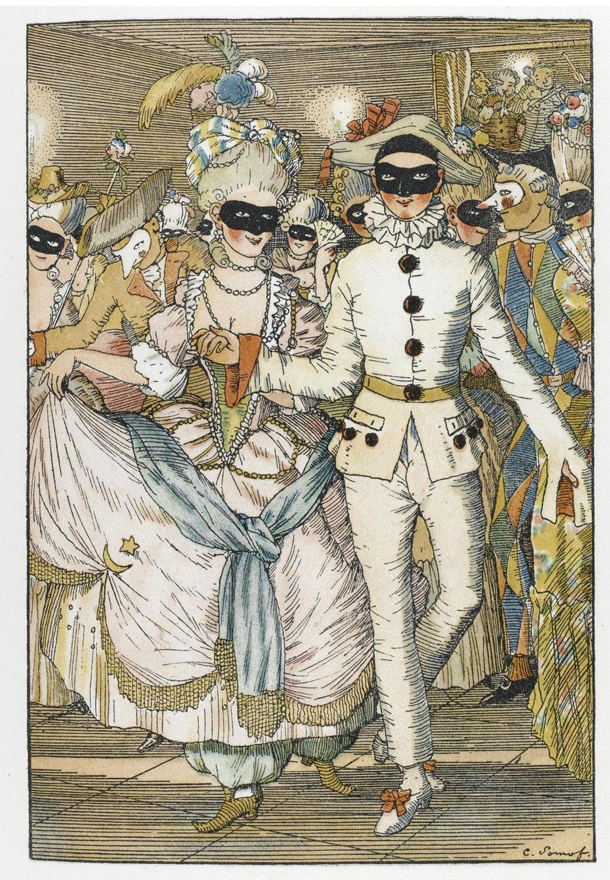 Illustratie voor boek Le Livre de la Marquise door Konstantin Andreevic Somov