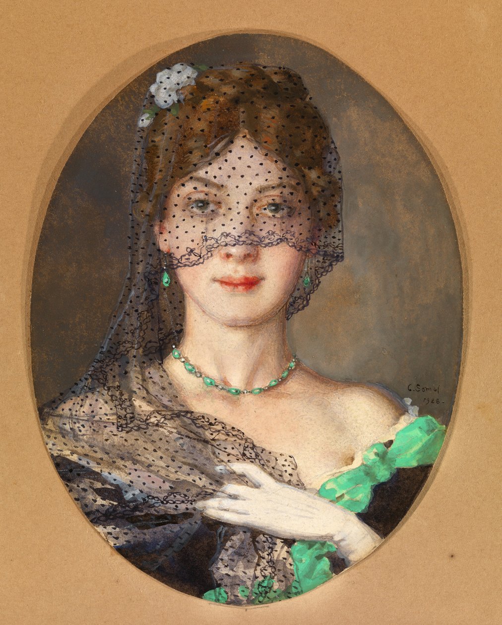 De dame met de sluier Manon Lescaut door Konstantin Andreevic Somov