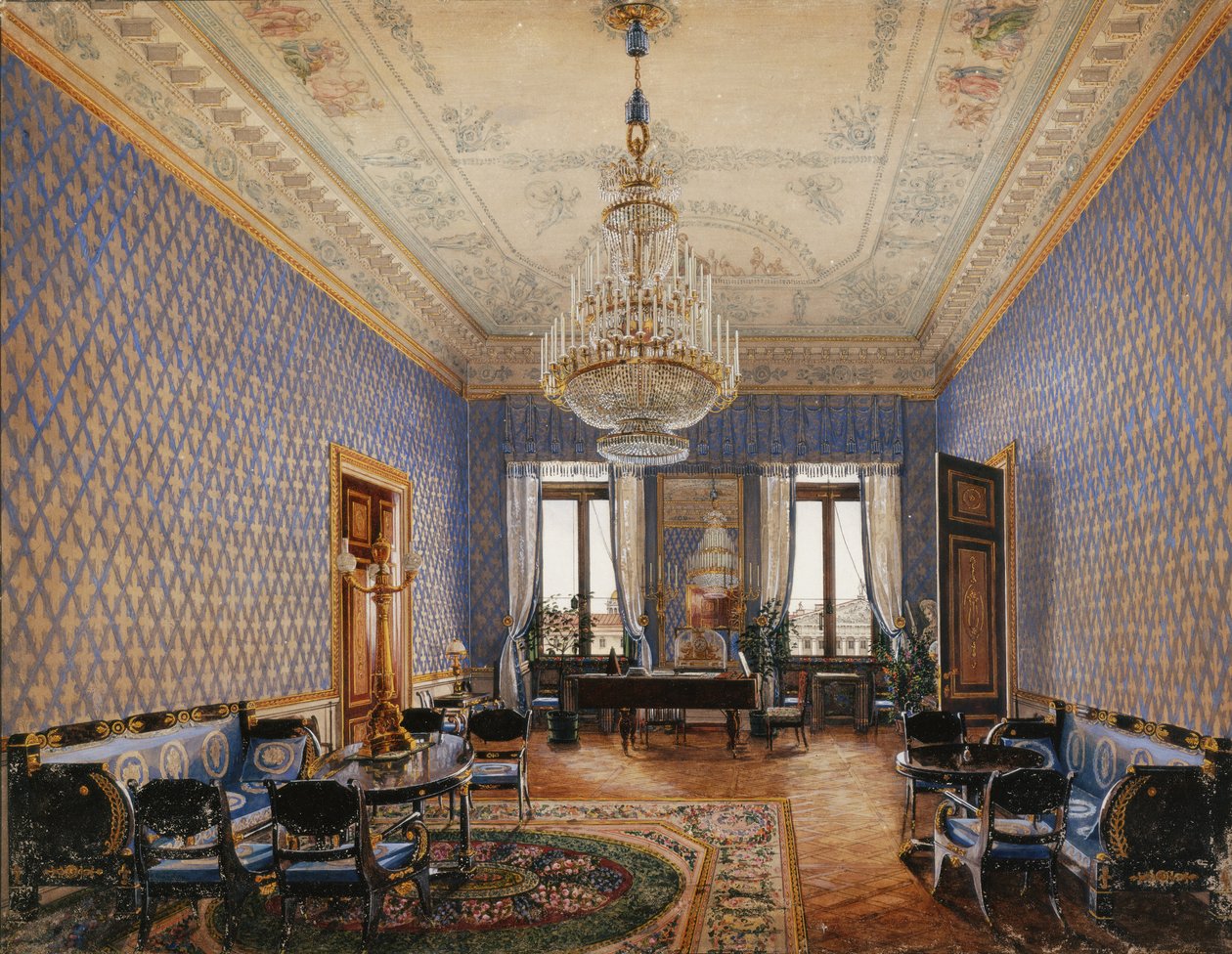 Interieurs van het Winterpaleis. De Salon van Grootprinses Maria Nikolayevna, 1837 door Konstantin Andreyevich Ukhtomsky