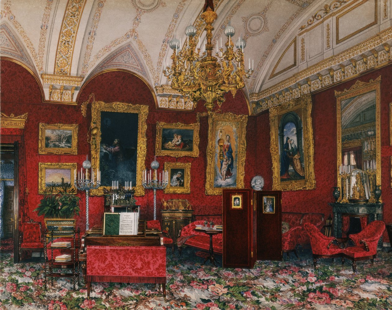 Interieurs van het Winterpaleis. De Studiekamer van Grootvorstin Maria Nikolajevna, Eind 19e eeuw door Konstantin Andreyevich Ukhtomsky