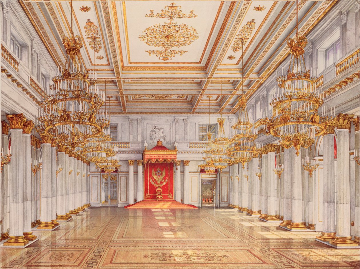 De George Hall, Grote Troonzaal, van het Winterpaleis in Sint-Petersburg door Konstantin Andreyevich Ukhtomsky