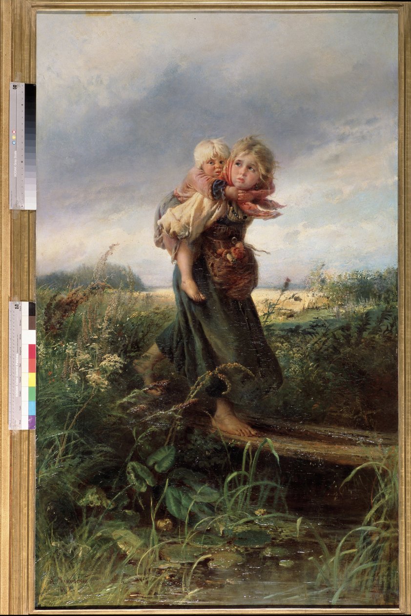 Kinderen die vluchten voor onweer door Konstantin Egorovich Makovsky