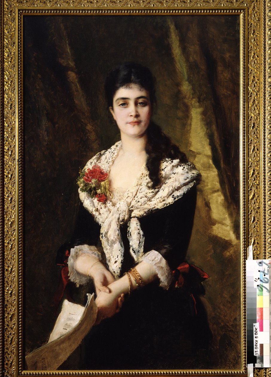 Portret van de zangeres A. Panaeva Kartseva als Tatjana in de opera Jevgeni Onegin van P. Tsjaikovski door Konstantin Egorovich Makovsky