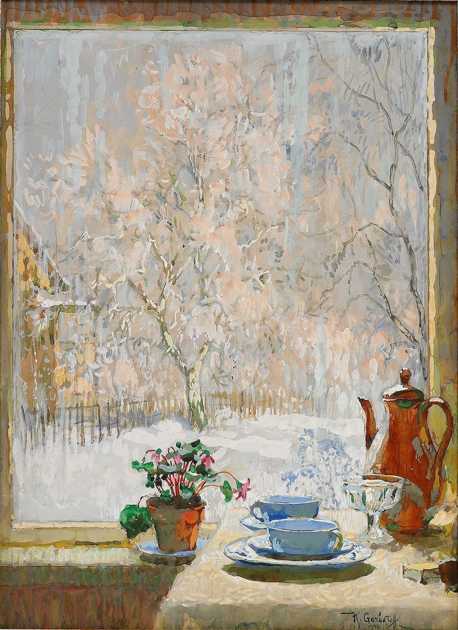 Door het raam in de winter, 1945 door Konstantin Ivanovich Gorbatov