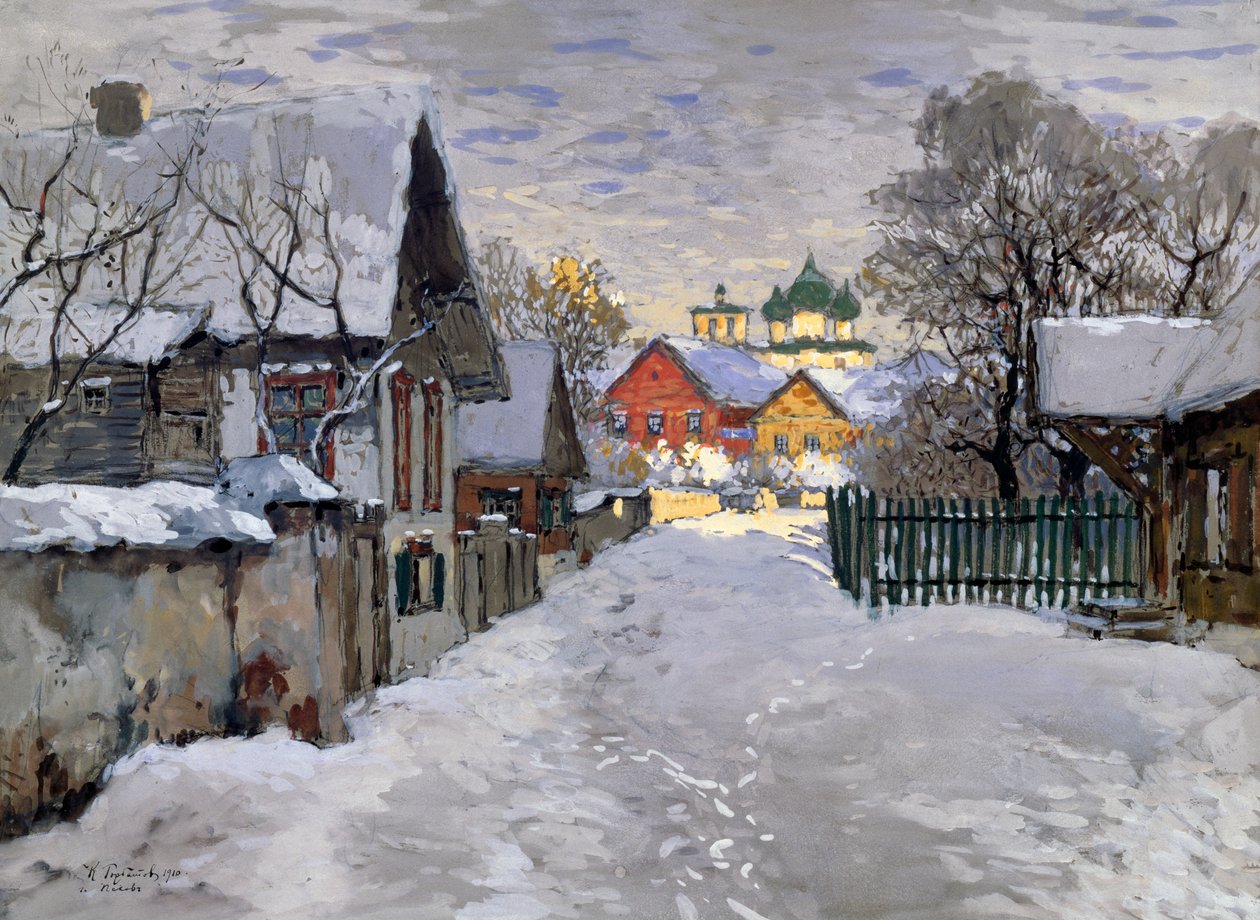 Winternacht, een hoek van Pskov door Konstantin Ivanovich Gorbatov