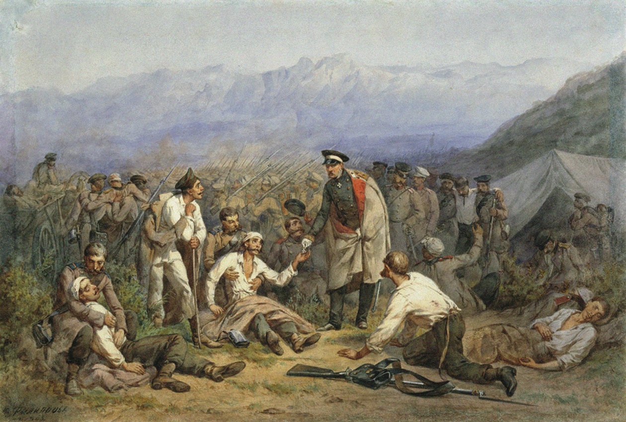 Na de slag. Scène uit de Krimoorlog door Konstantin Nikolaevich Filippov