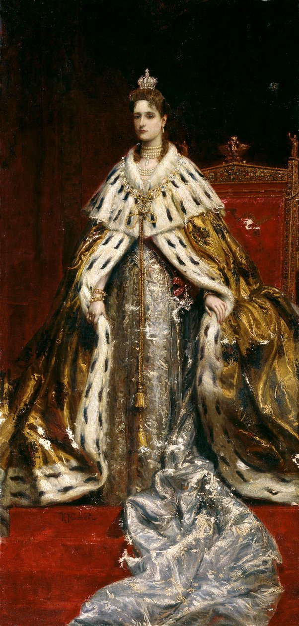 Portret van Keizerin Alexandra Fjodorovna van Rusland 1872-1918, de vrouw van Tsaar Nicolaas II door Konstantin Yegorovich Makovsky