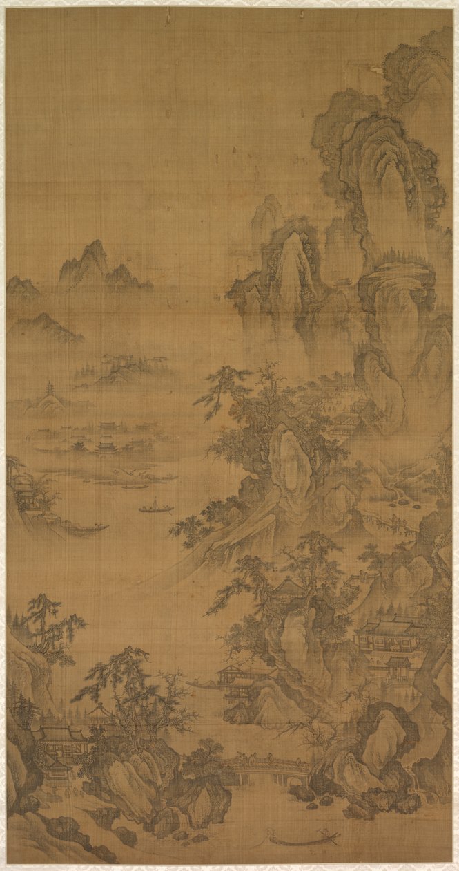 Bergmarkt, helder met opkomende mist door Korea, Joseon dynasty