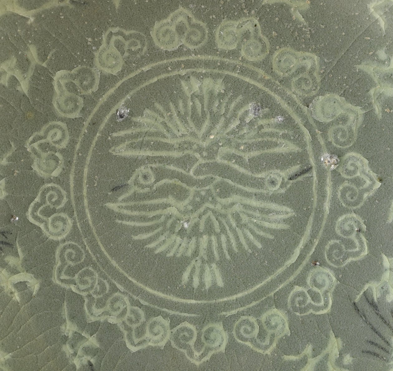 Kom met kraanvogels en wolken, ca. 1150-1200 door Korean School
