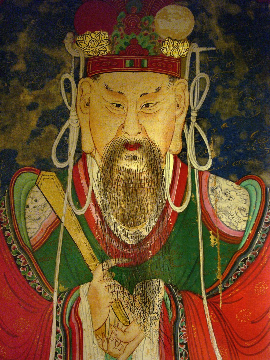 Detail, portret van de tiende koning (Yeonsangun) door Korean School