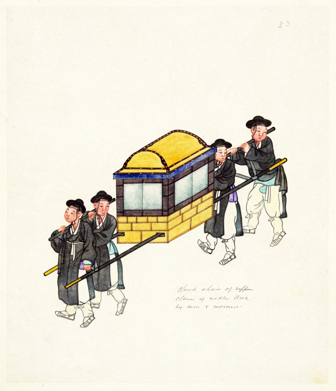 Voorbeeld van een gesloten palankijn, gepubliceerd ca. 1890 door Korean School