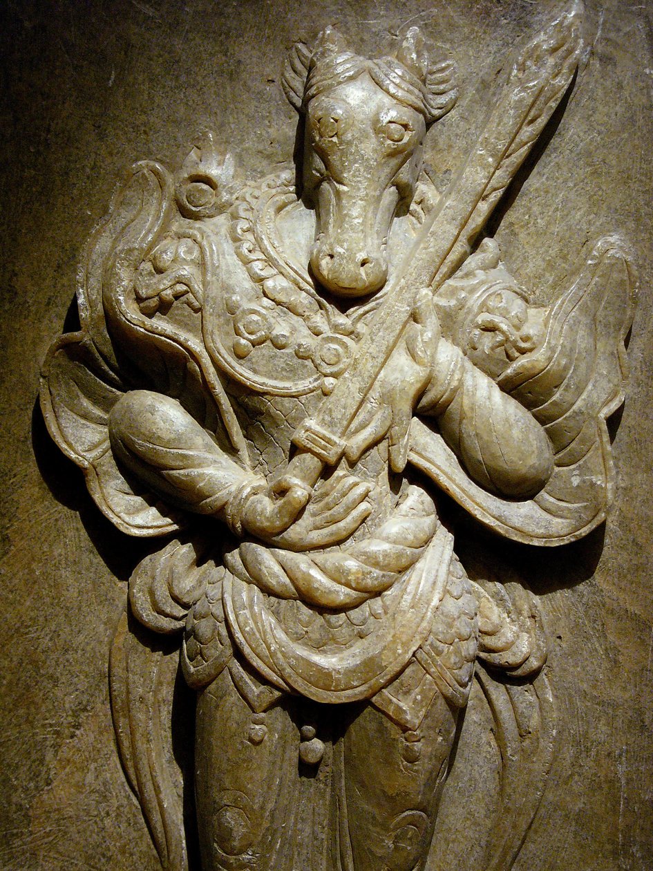 Grafversiering, zodiachond op agalmatoliet, 8e eeuw onder de periode van de Noordelijke en Zuidelijke Koninkrijken, Korea. Fotografie, Seoul National Museum, Republiek Korea door Korean School