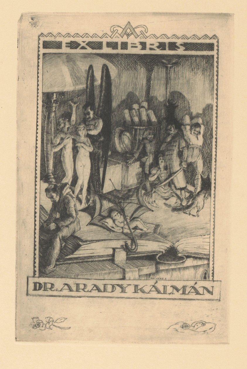 Ex libris van Arady Kálmán door Kornél Révész