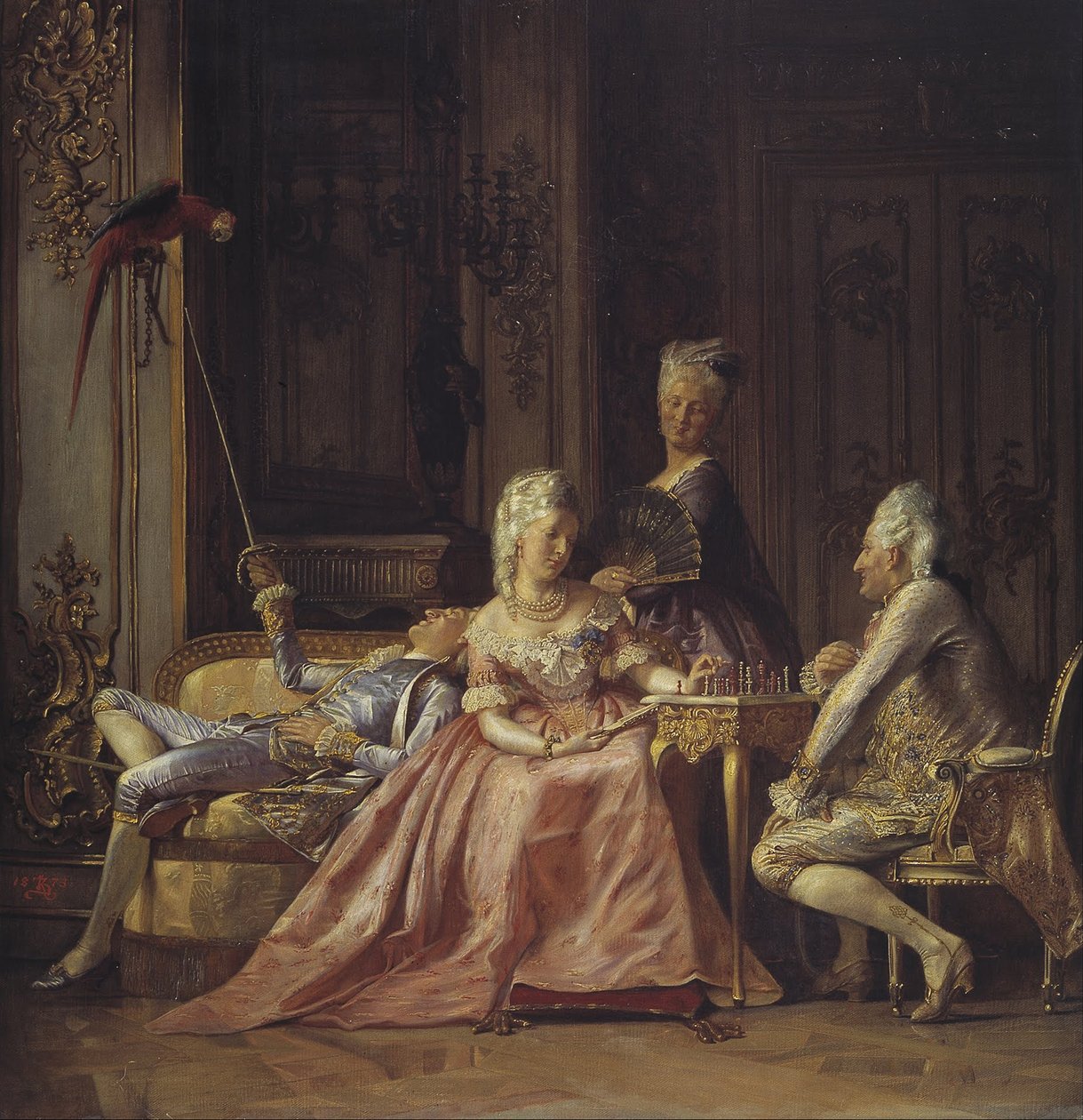 Scène van het hof van Christian VII van Denemarken door Kristian Zahrtmann