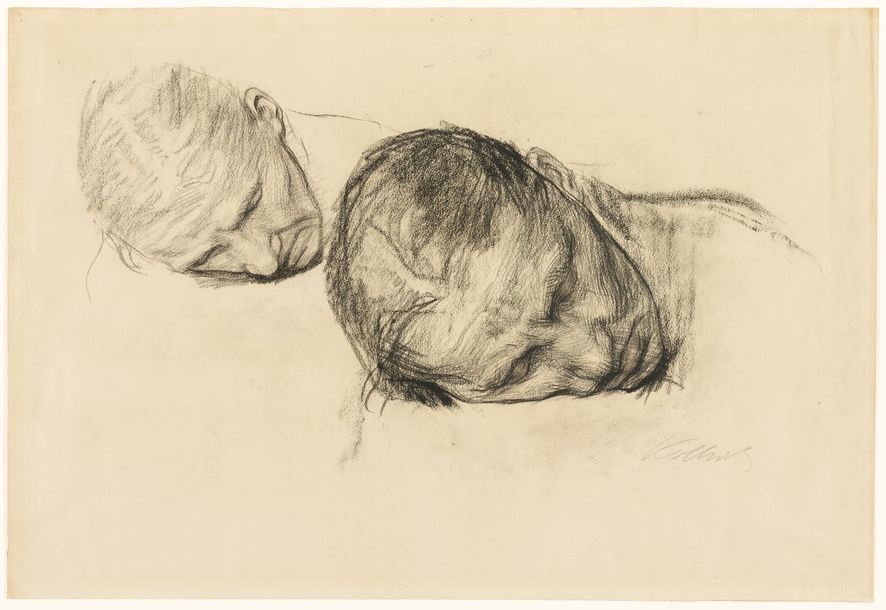 Twee studies van een vrouwenhoofd door Käthe Kollwitz