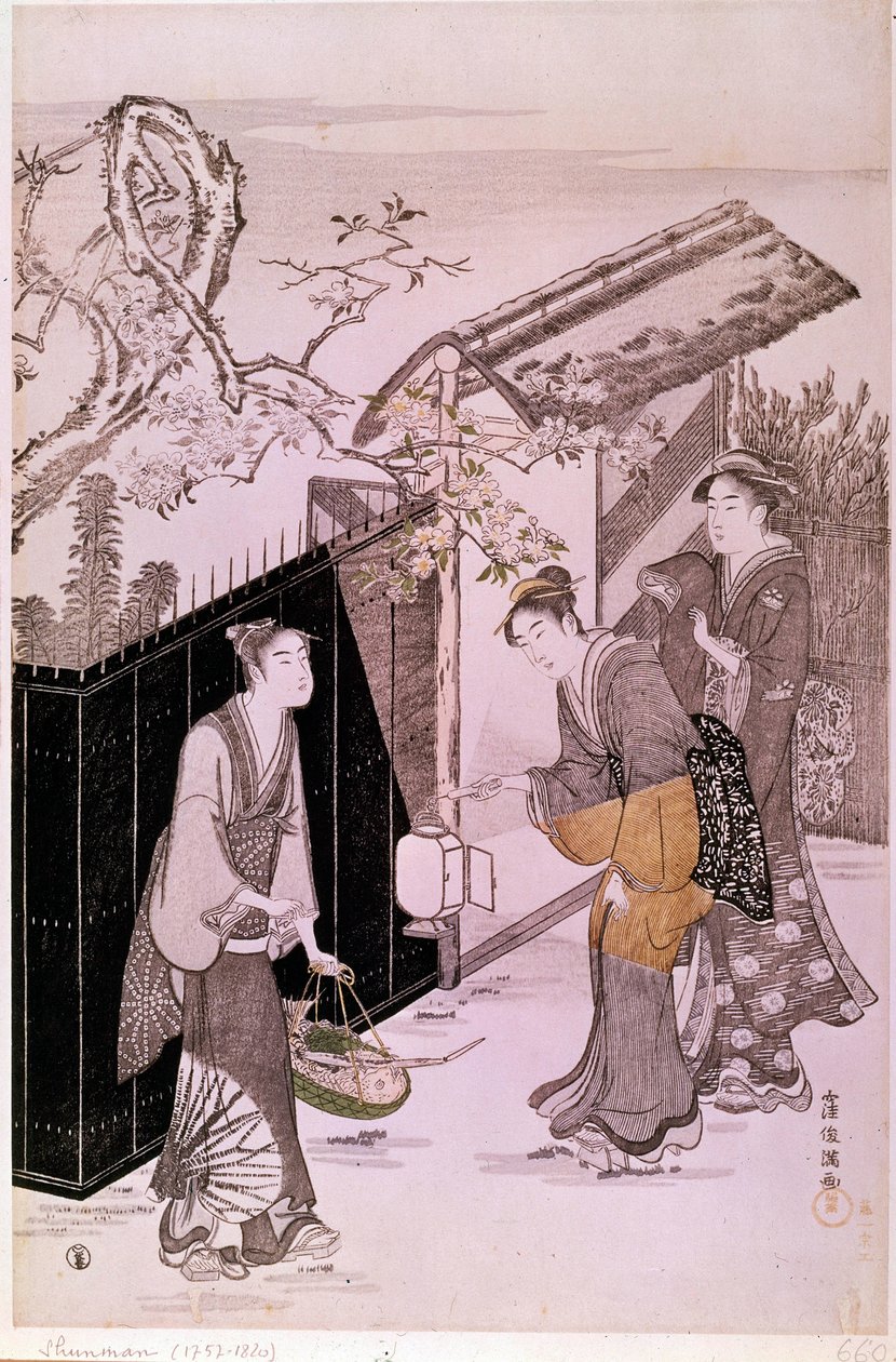 Terug van poëtische avond in de lente Japanse prent door Shunman Kubo (1757-1820). Parijs, Guimet Museum, Nationaal Museum van Aziatische Kunsten door Kubo Shumman