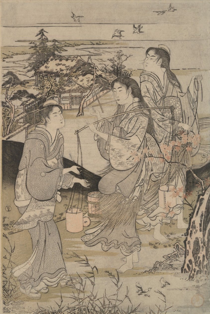 Kōya in de provincie Ki-I en Noda in de provincie Mutsu uit „Six Jewel Rivers“ door Kubo Shunman