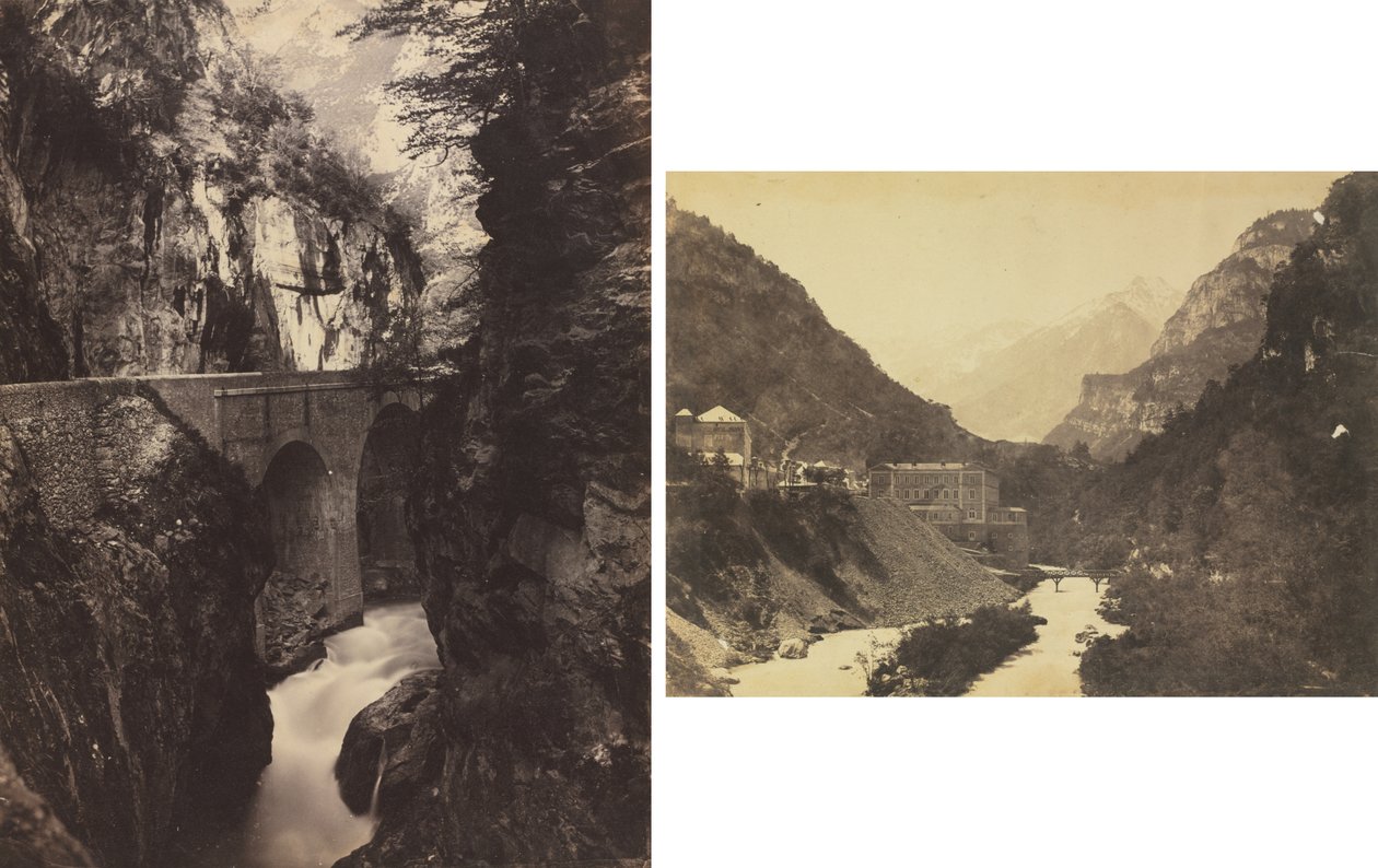 Weg naar Eaux-Chaudes, Pyreneeën (recto); Eaux-Chaudes, Pyreneeën (verso) door Kubo Shunman