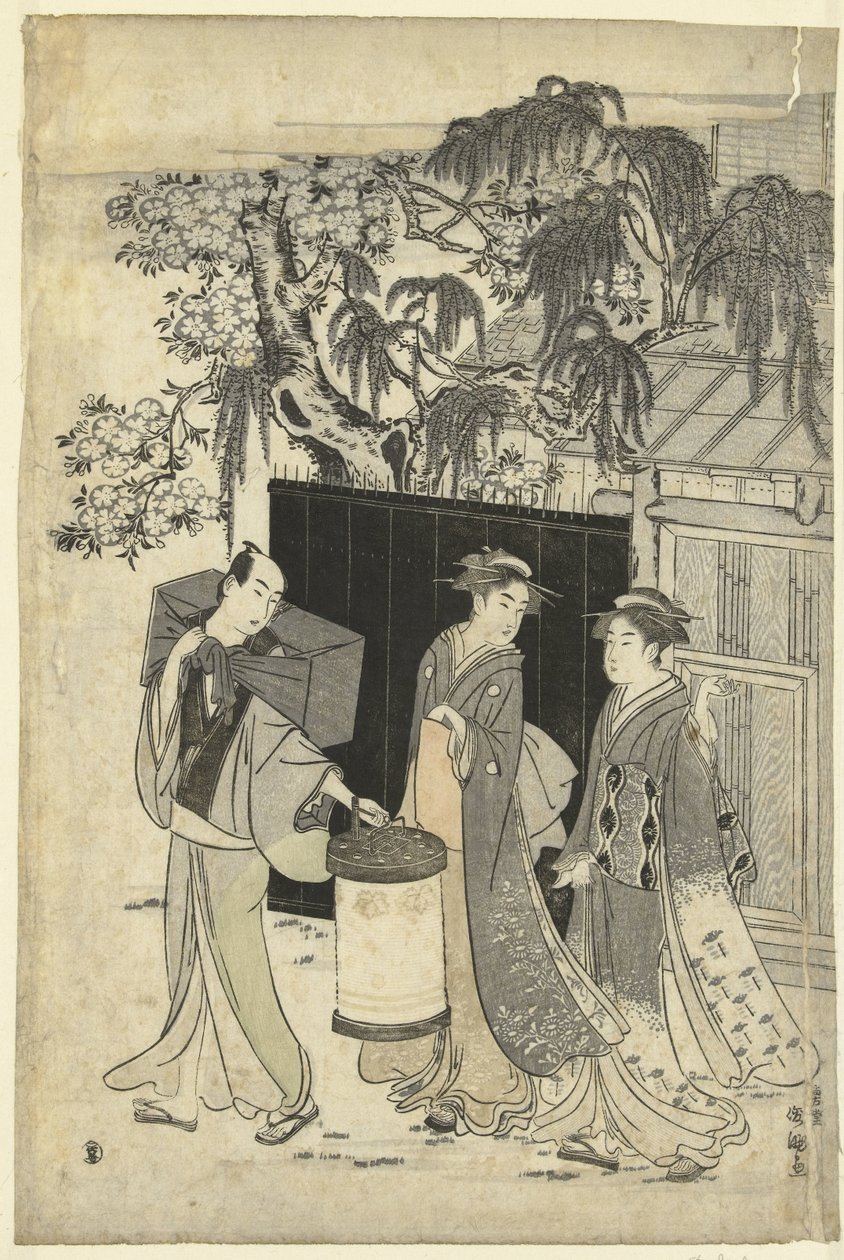Het huis van de kyoka dichter bij nacht door Kubota Shunman