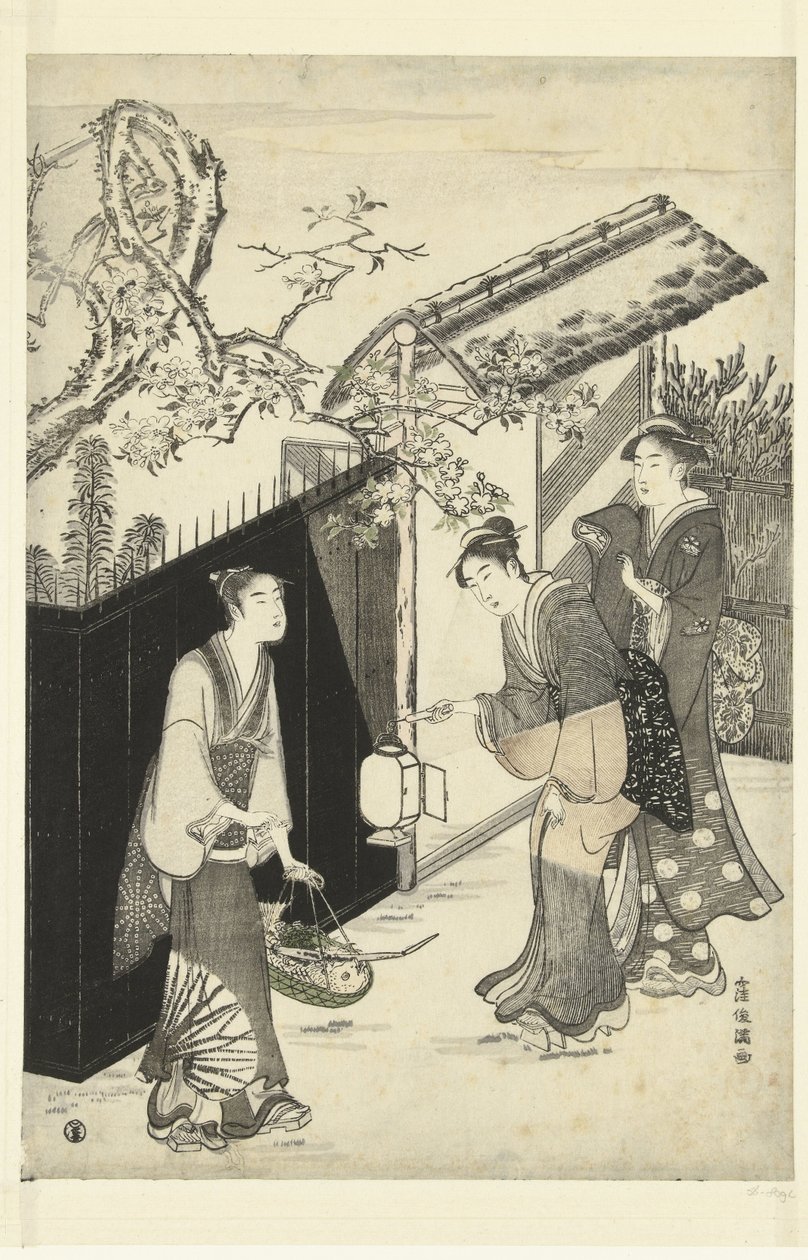 Het huis van de kyoka dichter bij nacht door Kubota Shunman