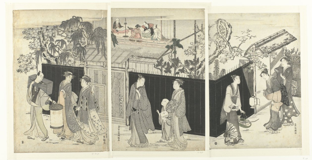 Het huis van de kyoka dichter bij nacht door Kubota Shunman