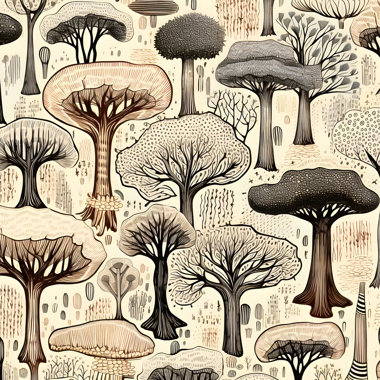Boomstamsecties, boho-clipart, boho-tekenpatroon, boho-stam 4 door Kurt Heppke