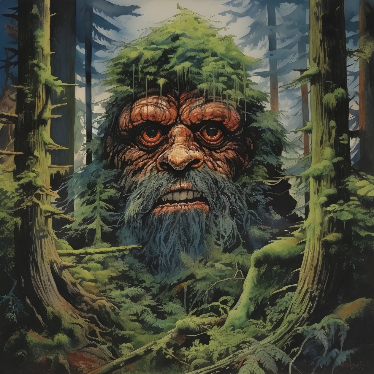 gezicht in de bomen 3 door Kurt Heppke