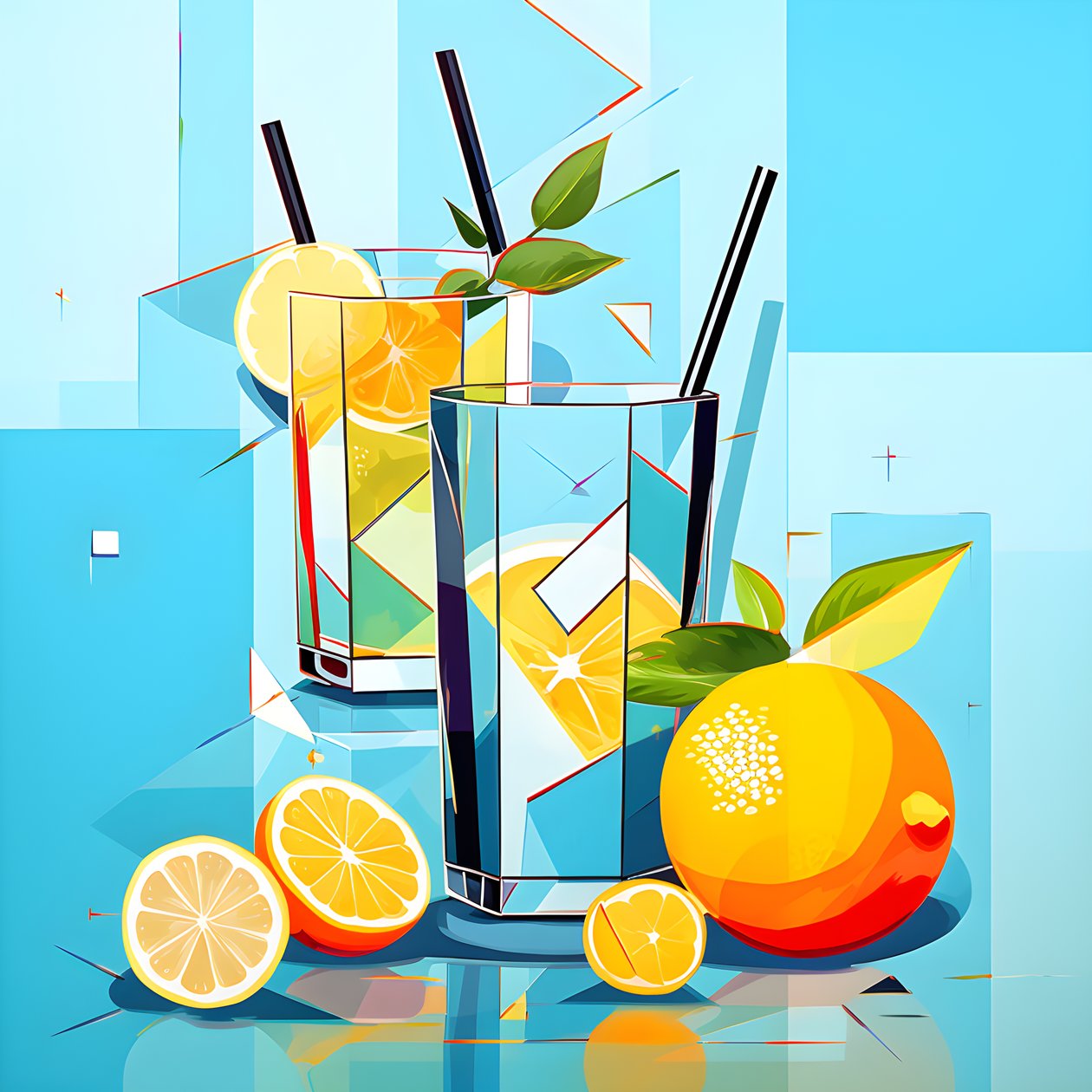 poster van citroenen, cocktails met citroenen, munt 2 door Kurt Heppke